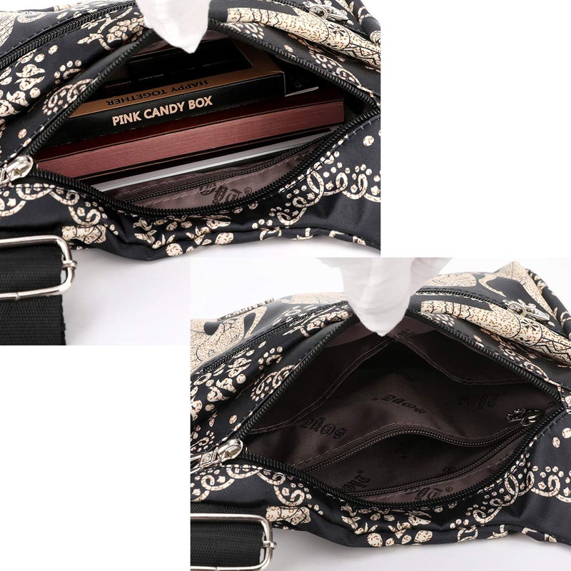 Nawoshow Nylon Floral Multi-Pocket Crossbody Purse Bags for Women Travel Shoulder Bag (Elephant) - Image 5